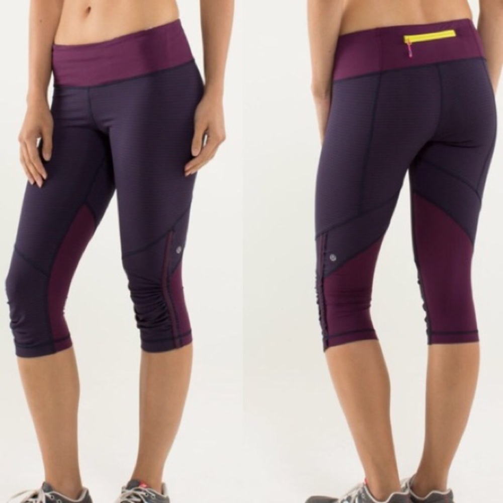 Lululemon Run for your Life crop hyperstripe plum